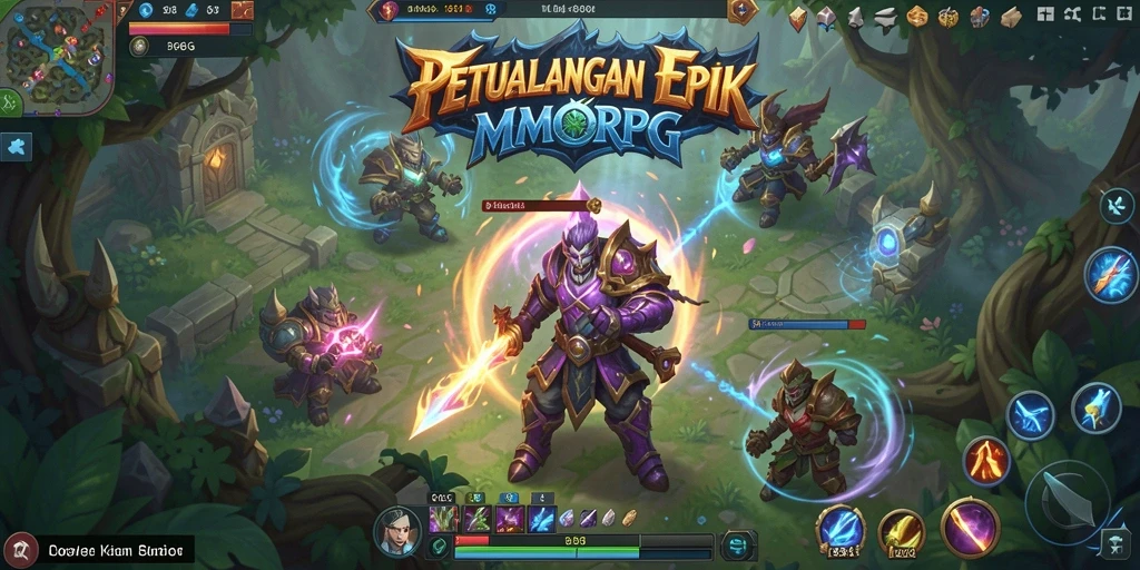 Tampilan gameplay seru dari 8G8G yang menampilkan pertarungan epik di dunia MMORPG.