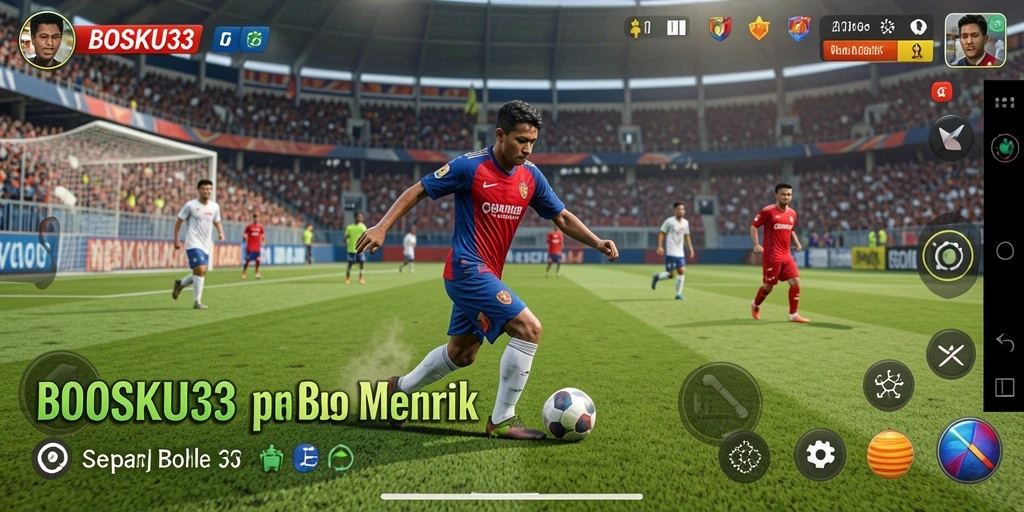 Tampilan gameplay menarik dari BOSKU33 dengan aksi sepak bola penuh semangat.