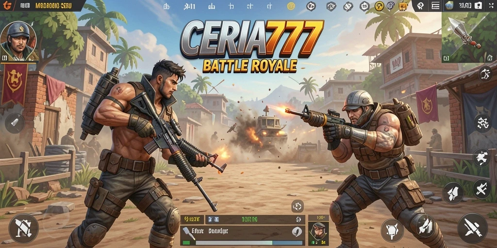 Gameplay seru CERIA777 di arena pertempuran Battle Royale.