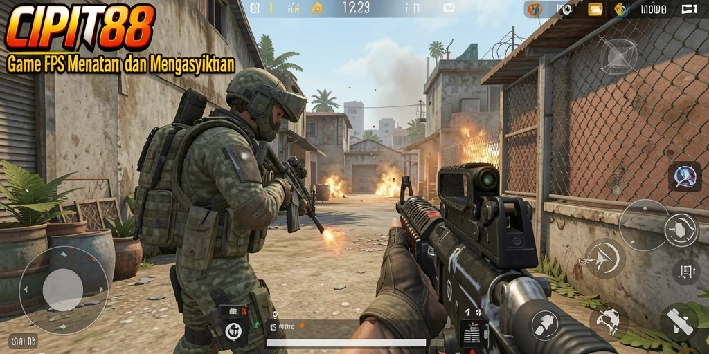 Tampilan gameplay CIPIT88 menunjukkan aksi tembak-menembak yang seru dan mendebarkan.