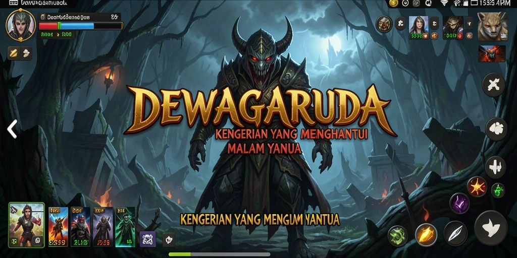 Tampilan seram dalam gameplay DEWAGARUDA yang menegangkan.