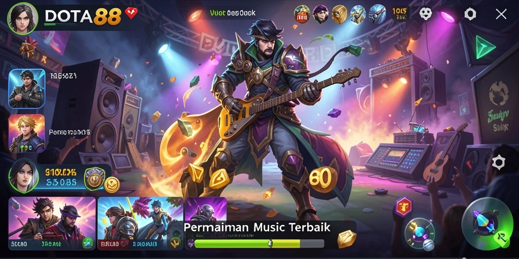 Tampilan screenshot DOTA88 dengan gameplay yang menampilkan tantangan musik.