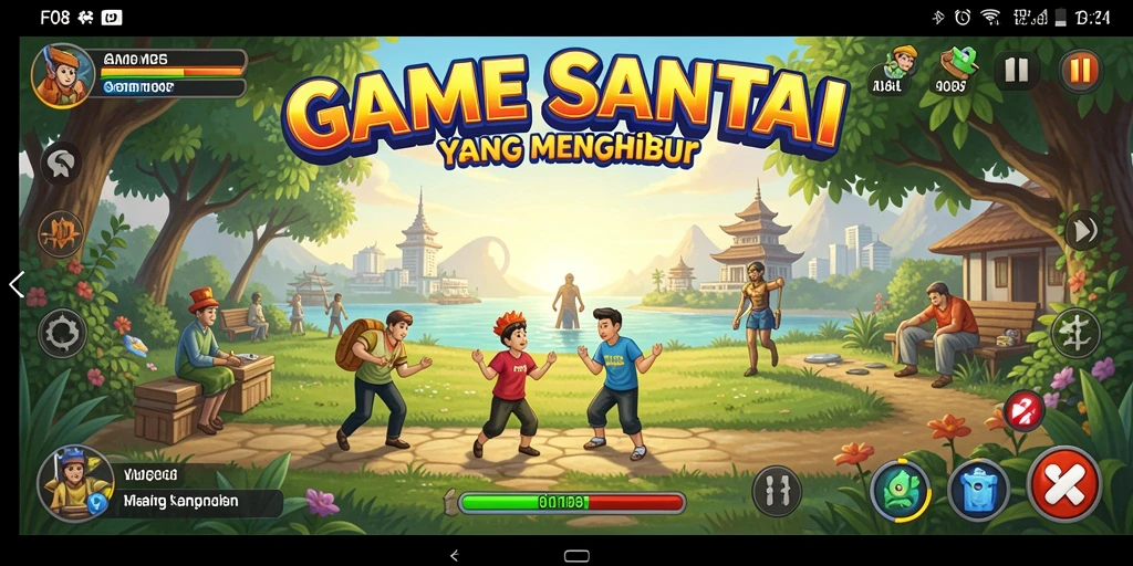 Screenshot F08 menunjukkan gameplay santai yang menghibur.