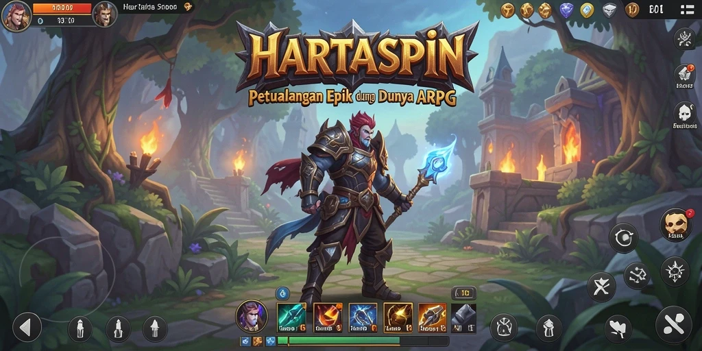 Screenshot gameplay HARTASPIN menampilkan aksi pertempuran yang mendebarkan.