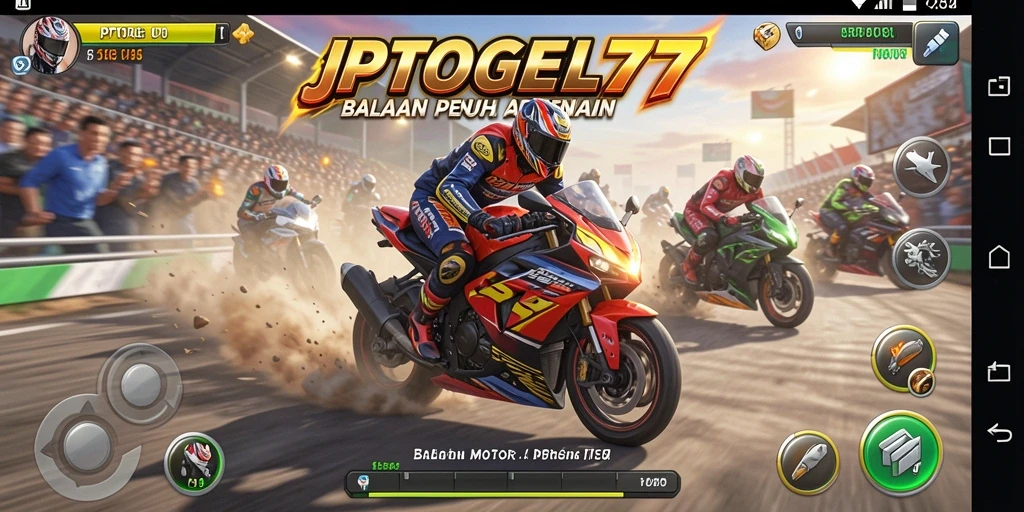 Tampilan gameplay menegangkan dalam balapan motor.