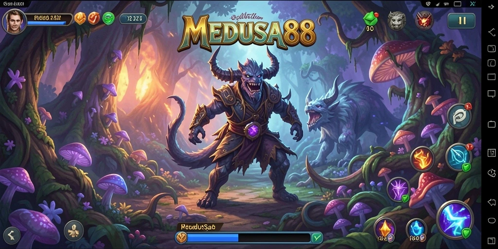 Tangkapan layar <strong>MEDUSA88</strong> menampilkan aksi mendebarkan dan dunia fantastis yang luas.
