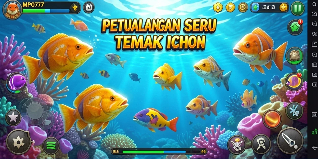 Tampilan seru gameplay MPO777 dengan berbagai ikan menunggu untuk ditembak.