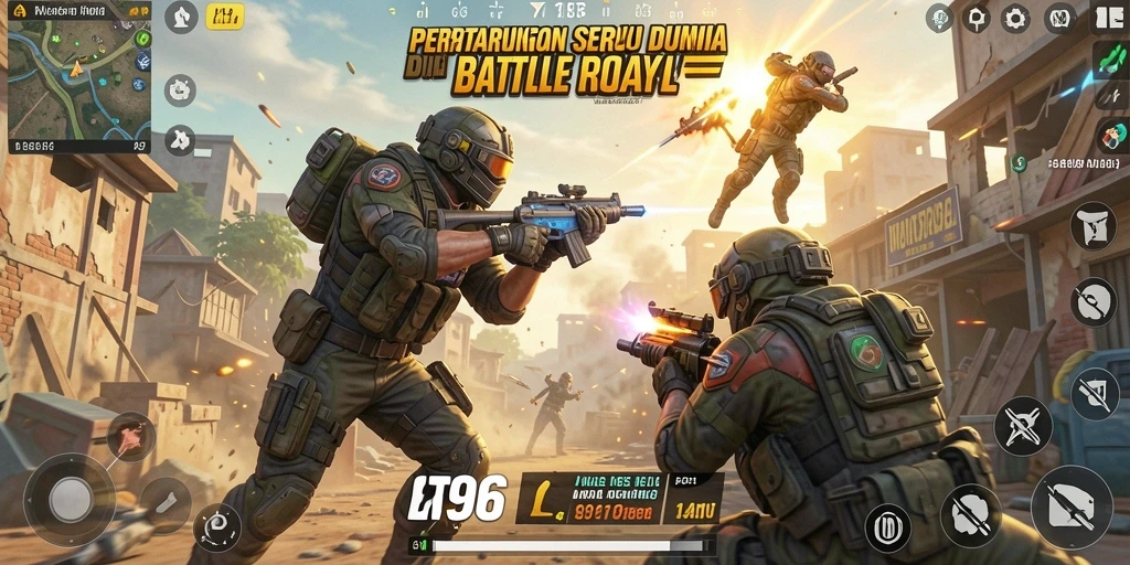 Gameplay seru di MT966 menunjukkan aksi Battle Royale yang mendebarkan.