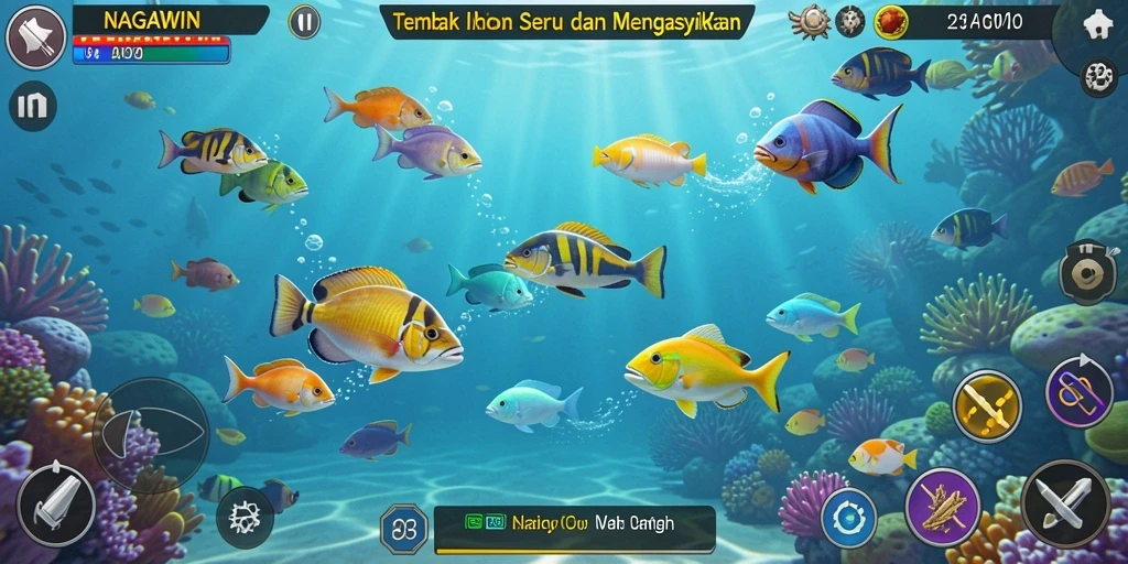 Tampilan gameplay NAGAWIN yang penuh aksi Tembak Ikan.