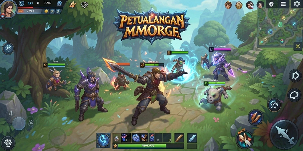 Screenshot permainan <strong>PPRRYY</strong> menunjukkan aksi pertempuran epik dalam dunia MMORPG.
