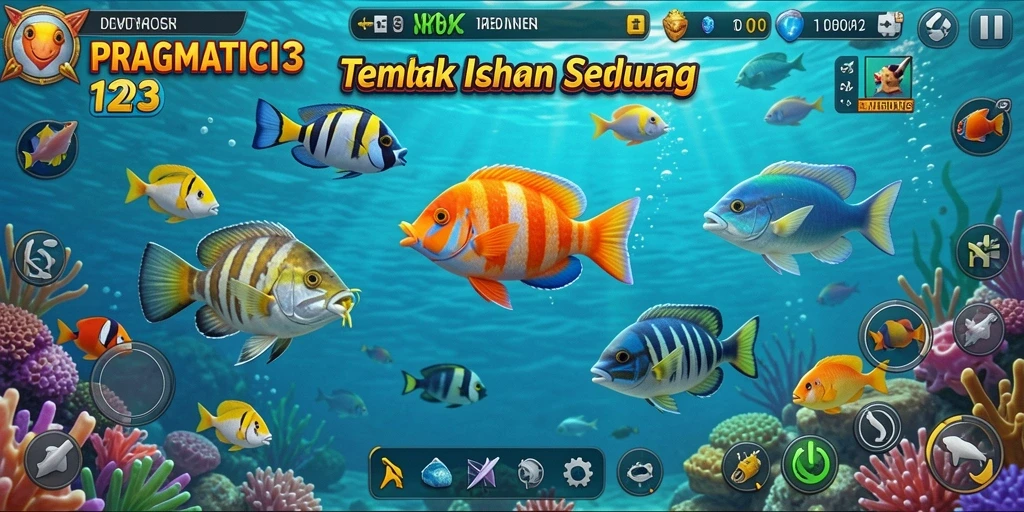 Screenshot gameplay PRAGMATIC123 menampilkan aksi menembak ikan yang seru.